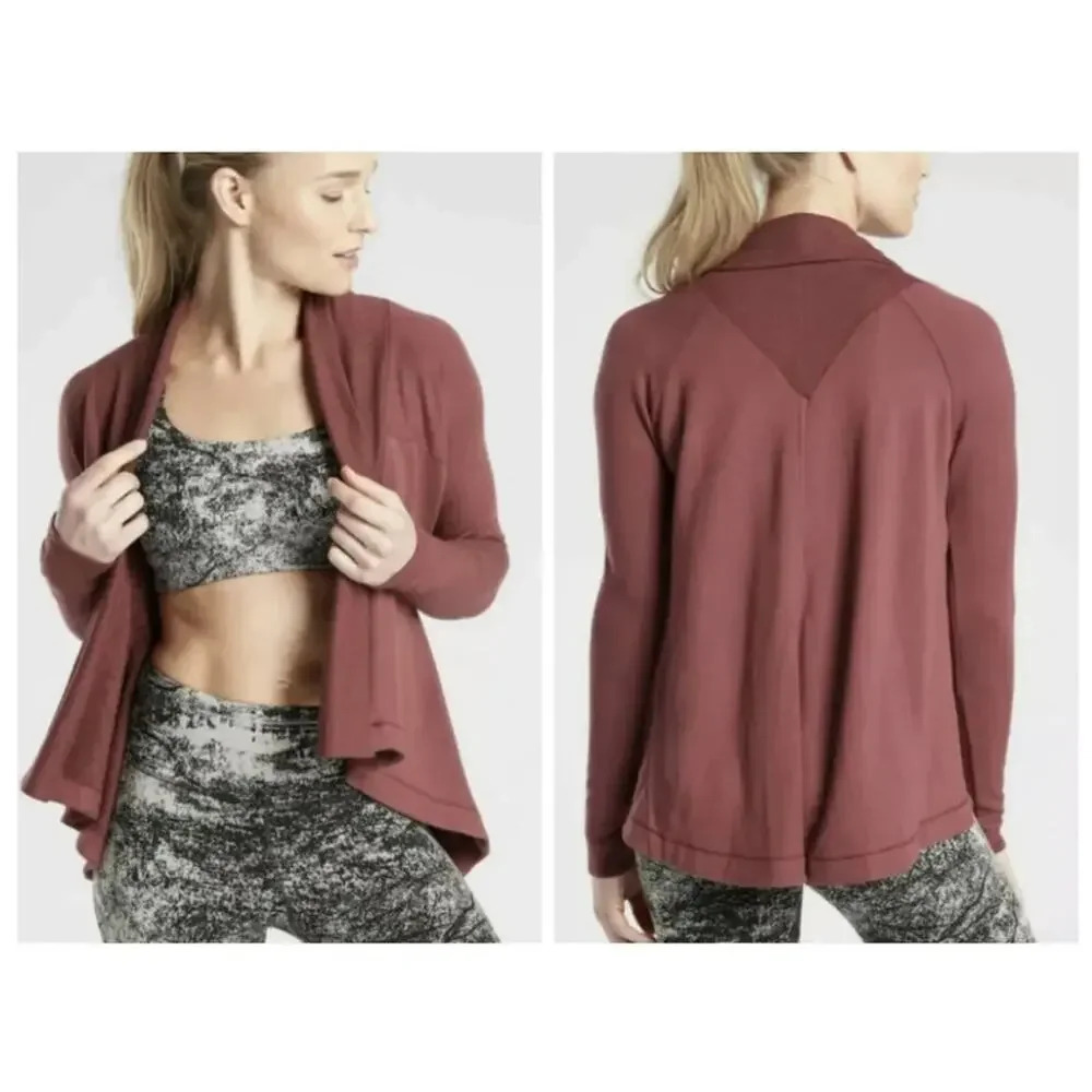 ATHLETA Nirvana Open‎ Cardigan in Maple Red